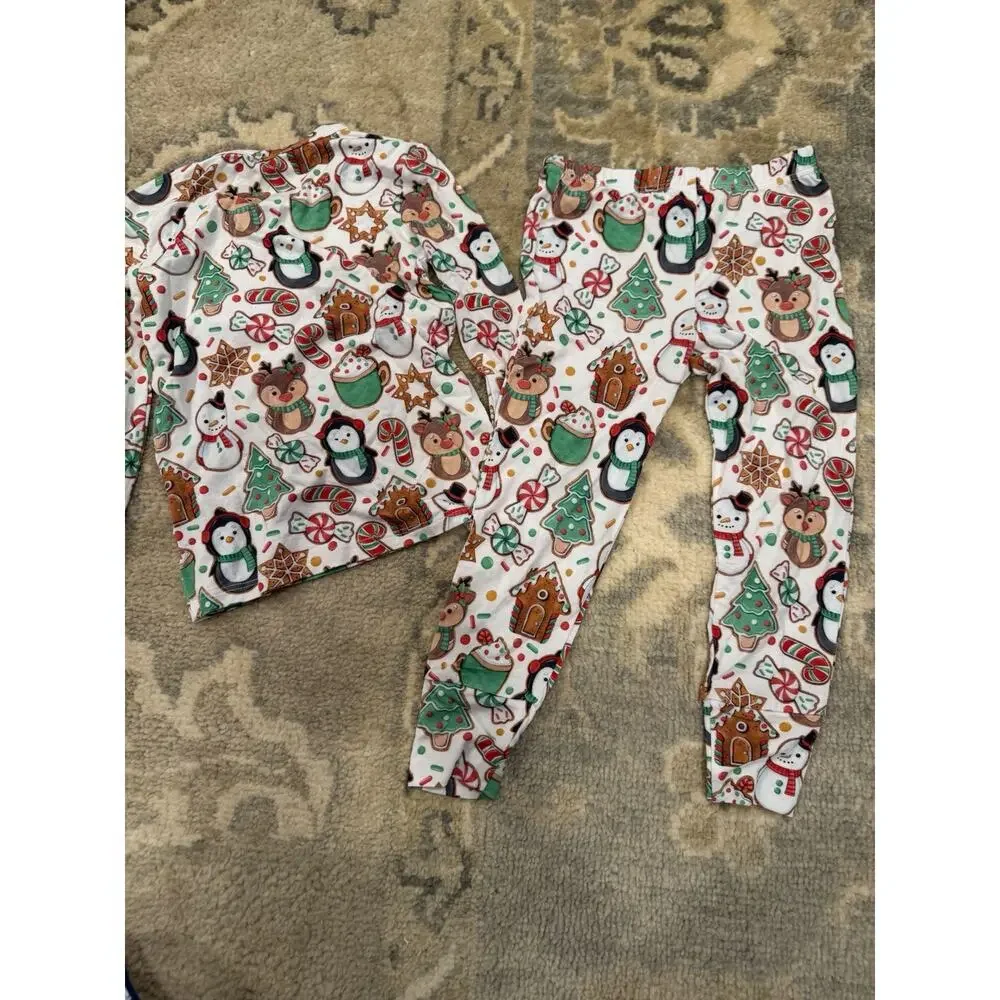POSH PEANUT Bamboo LONG SLEEVE LOUNGEWEAR PAJAMA & PANTS COOKIE MEDLEY 3/4T NWT